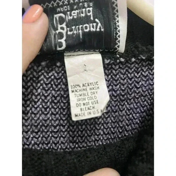 VTG women Small knit sweater Tunic Black Purple Bows Heart 1980s 1990s Oversized - Picture 4 of 5